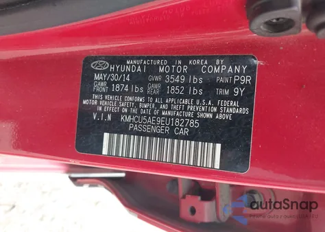 2014 Hyundai Accent Se из США, поврежденный, VIN KMHCU5AE9EU182785